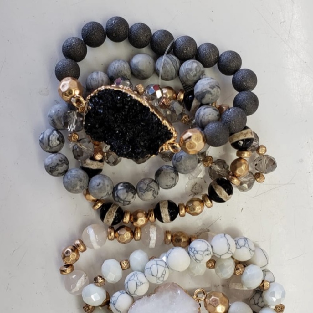 DRUZY STONE BEADED STRETCH BRACELET SET - Picture 3 of 3